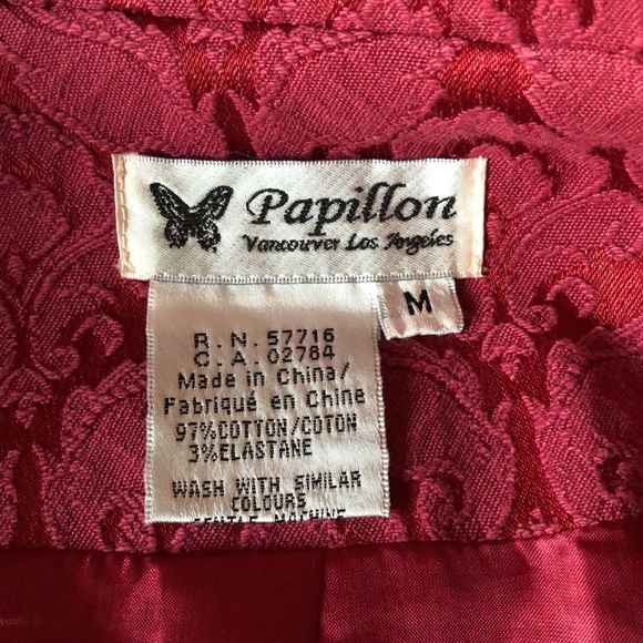 Papillon, Red Double Breasted Trench Coat, Size Small - Picture 4 of 9